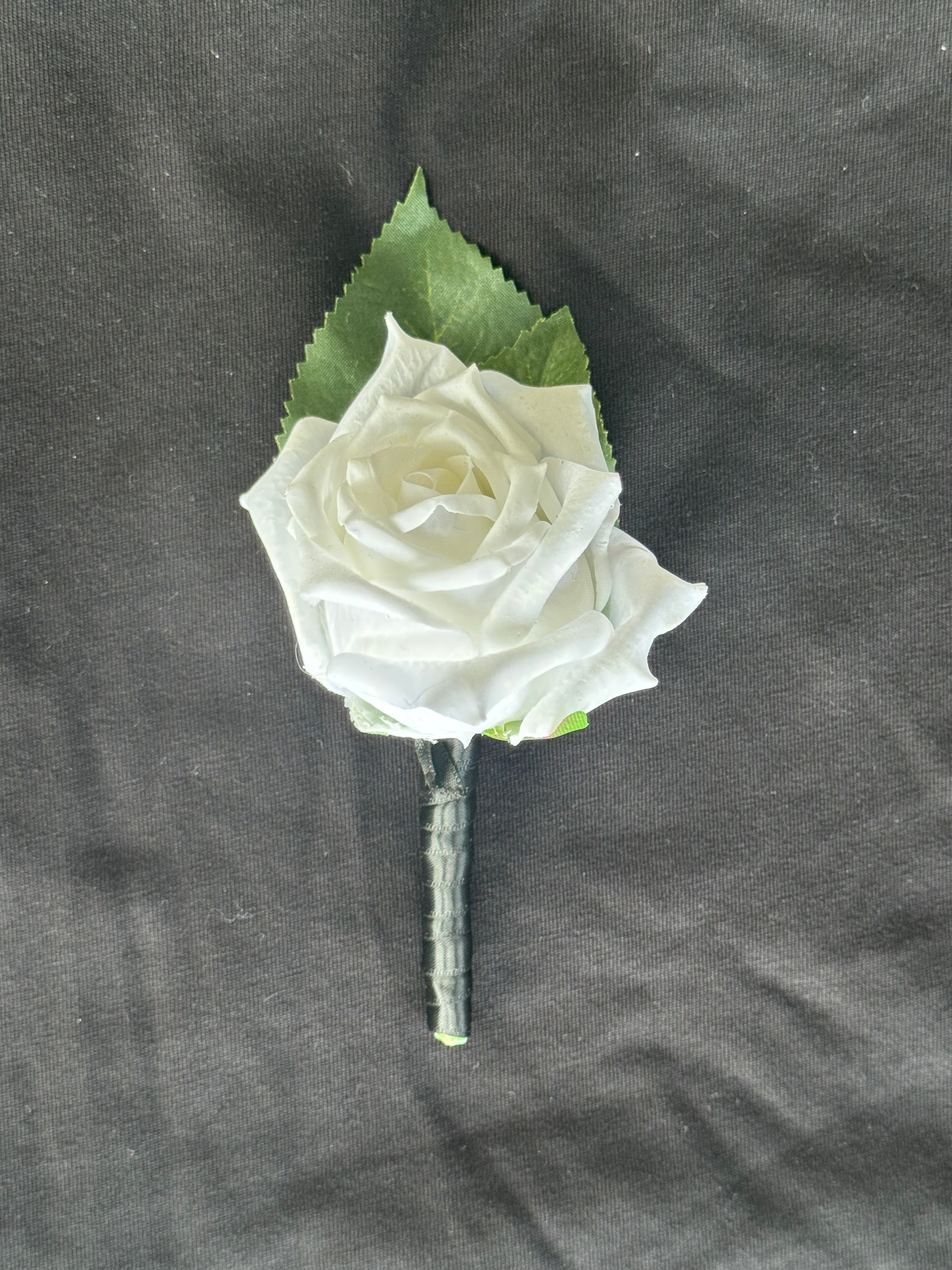 Classic White Rose Boutonniere (artificial)