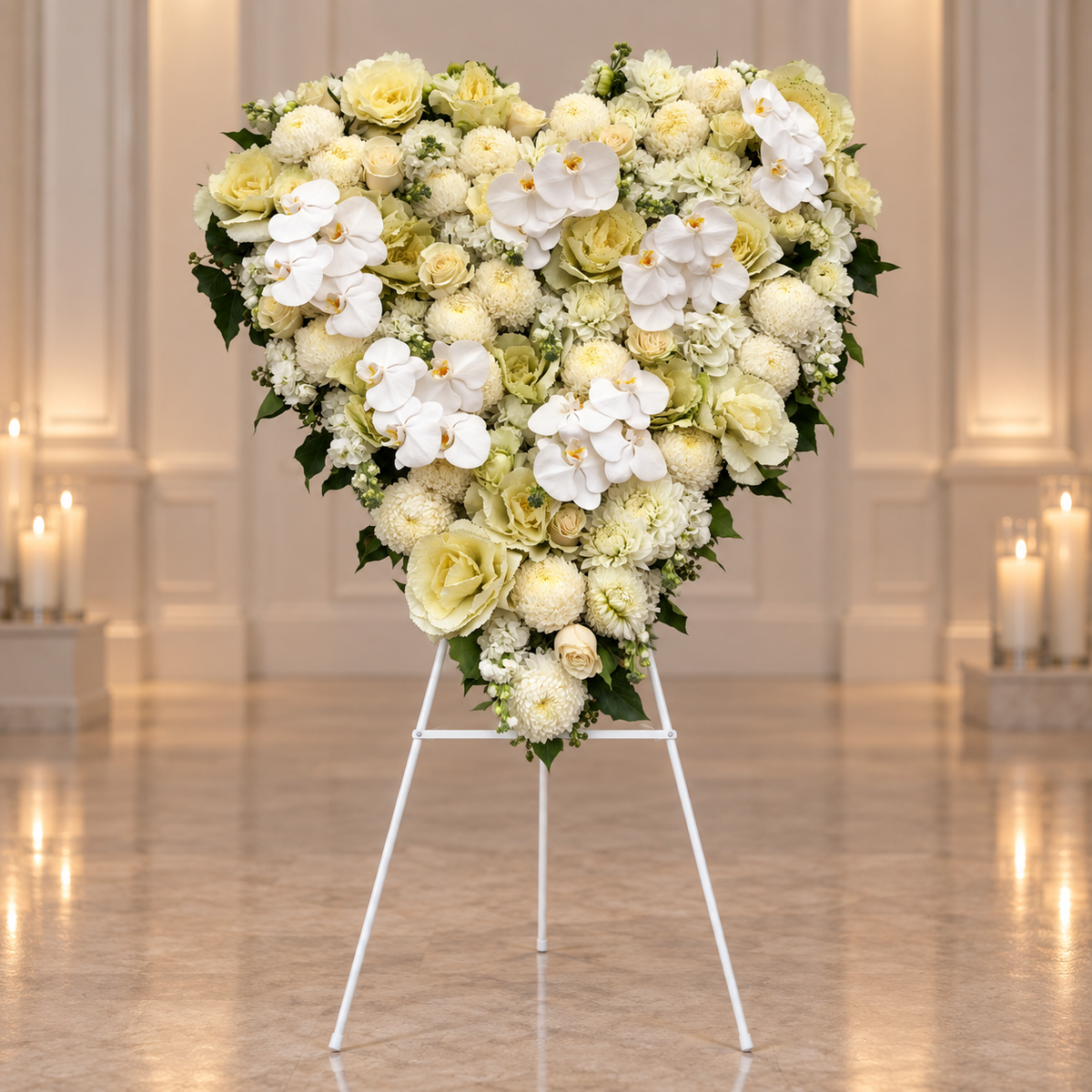 White heart-shaped funeral tribute, by Abdo Florist Sydney