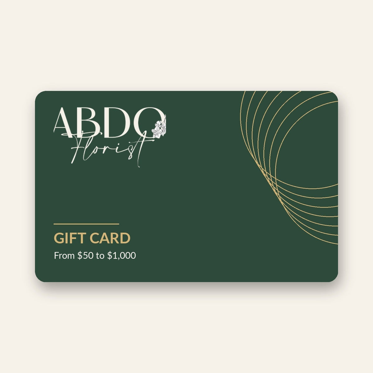 Abdo Florist gift card, from $50 to $1,000