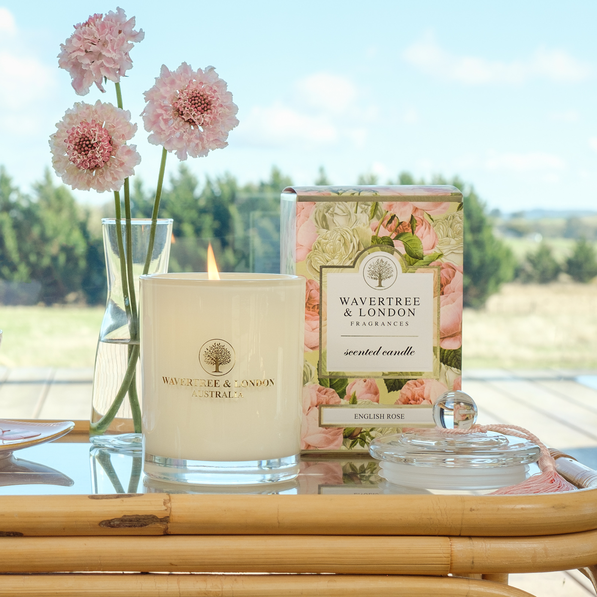Wavertree & London English Rose Candle – alternate view – Abdo Florist